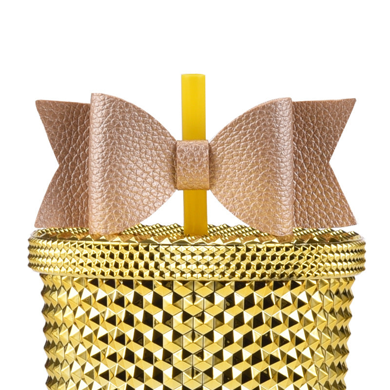 Wholesale Durian Cup Leather Straw Cup Accessories Bow Straw Cover Sticker